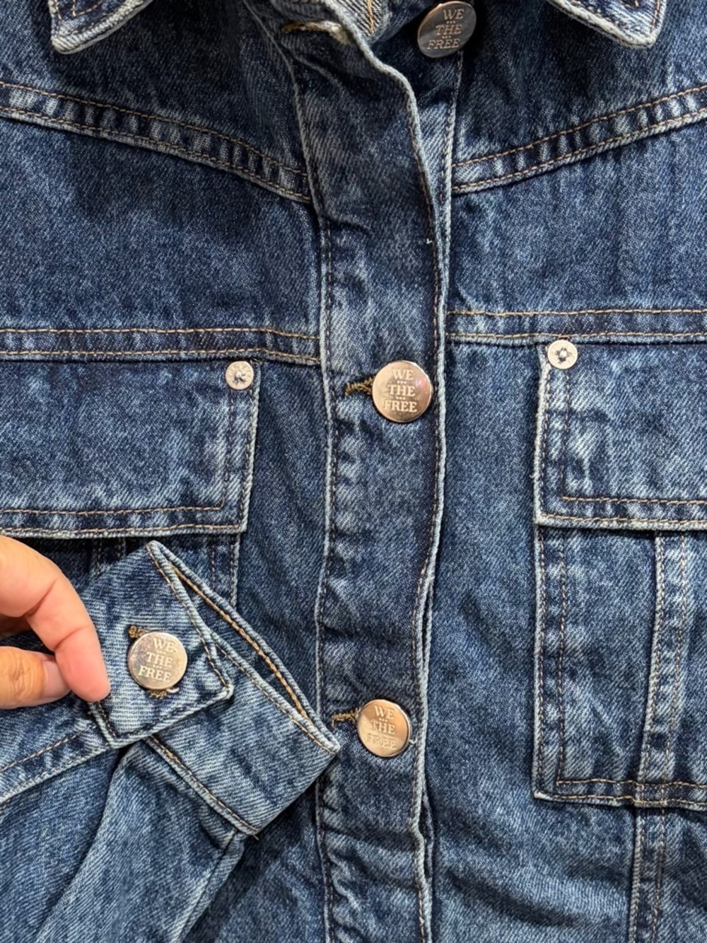Free People Women's Small We the Free Jade Denim Jean Jacket NWT Pockets - Picture 4 of 10